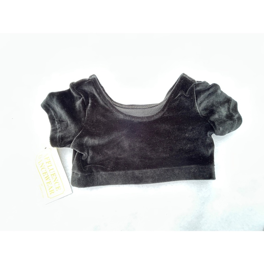 Affluence Dancewear Girls Medium Black Velvet Crop Top Dance Ballet Jazz